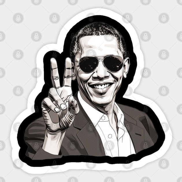 Barack Obama throwing up the peace sign Sticker by UrbanLifeApparel